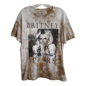 Britney Spears T Shirt  Womens Large Tan White Short Sleeves